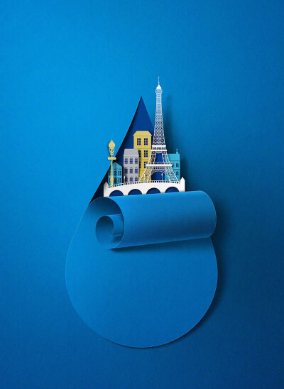 来自插画家 Eiko Ojala 作品一组，他的作品初看很像是剪纸作品，但设计师曾亲自说明这些作品都是数字艺术作品，更接近插画的感觉 | /ploom.tv/