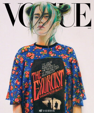 #Billie Eilish# &amp;《VOGUE》美版三月刊，极具代表性的“碧梨绿”，鬼马音乐天才少女的时尚感。