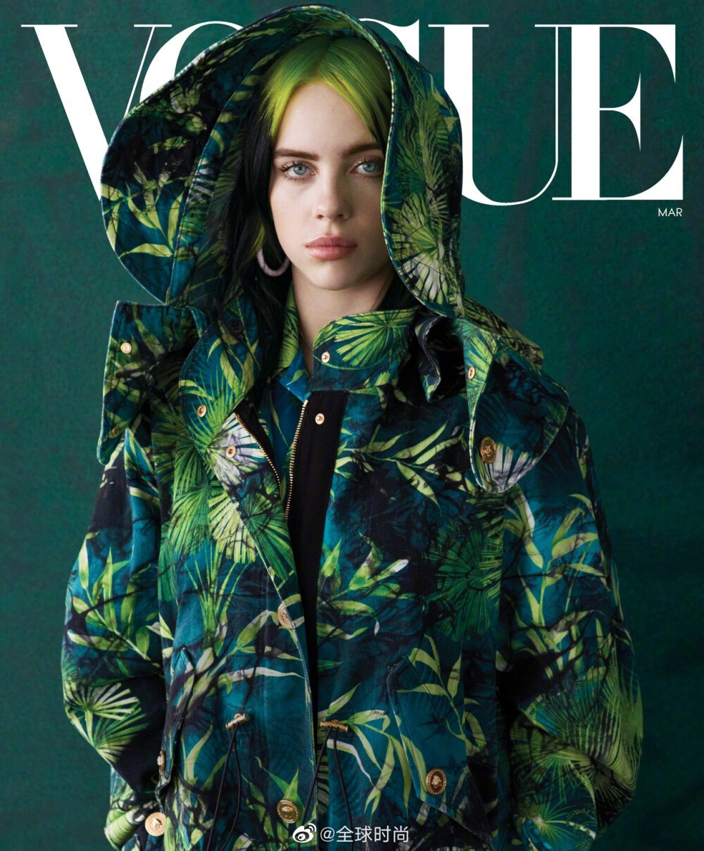 #Billie Eilish# &amp;《VOGUE》美版三月刊，极具代表性的“碧梨绿”，鬼马音乐天才少女的时尚感。