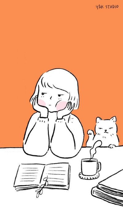 猫与少女 插画 By_YURA KIM