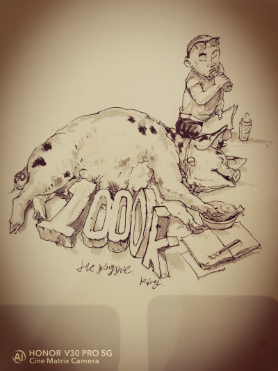 金政基叔叔的猪，画起来是真的香