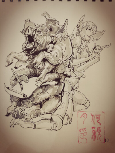 金政基叔叔的猪，画起来是真的香