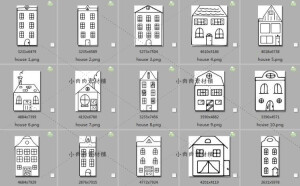 手绘线稿线性化欧式简约黑白小房子建筑图案AI PNG设计素材png389