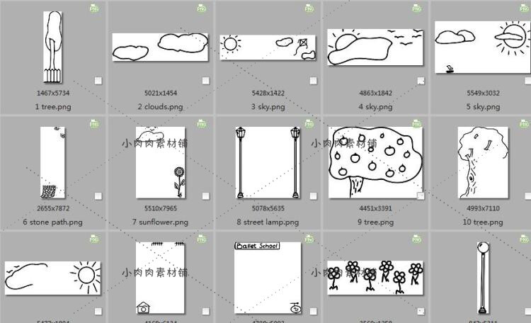 手绘线稿线性化欧式简约黑白小房子建筑图案AI PNG设计素材png389