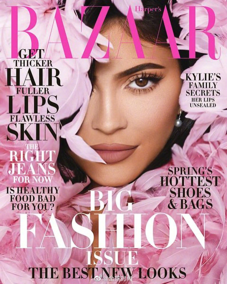 #Kylie Jenner# &amp;《BAZAAR》三月刊，粉红花朵披风甜美又霸气，彻头彻尾的公主范～