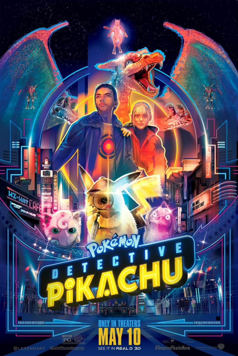 《大侦探皮卡丘》(Pokémon Detective Pikachu,2019年,美国、日本):蒂姆·古德曼为寻找下落不明的父亲来到莱姆市，意外与父亲的前宝可梦搭档大侦探皮卡丘相遇，并惊讶地发现自己是唯一能听懂皮卡丘说话的人类，他们决定组队踏上揭开真相的刺激冒险之路。探案过程中，他们邂逅了各式各样的宝可梦，并意外发现了一个足以毁灭整个宝可梦宇宙的惊天阴谋。