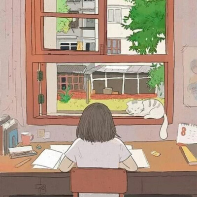 头像 插画 悠闲 学习 美好 意境 by山⛰️