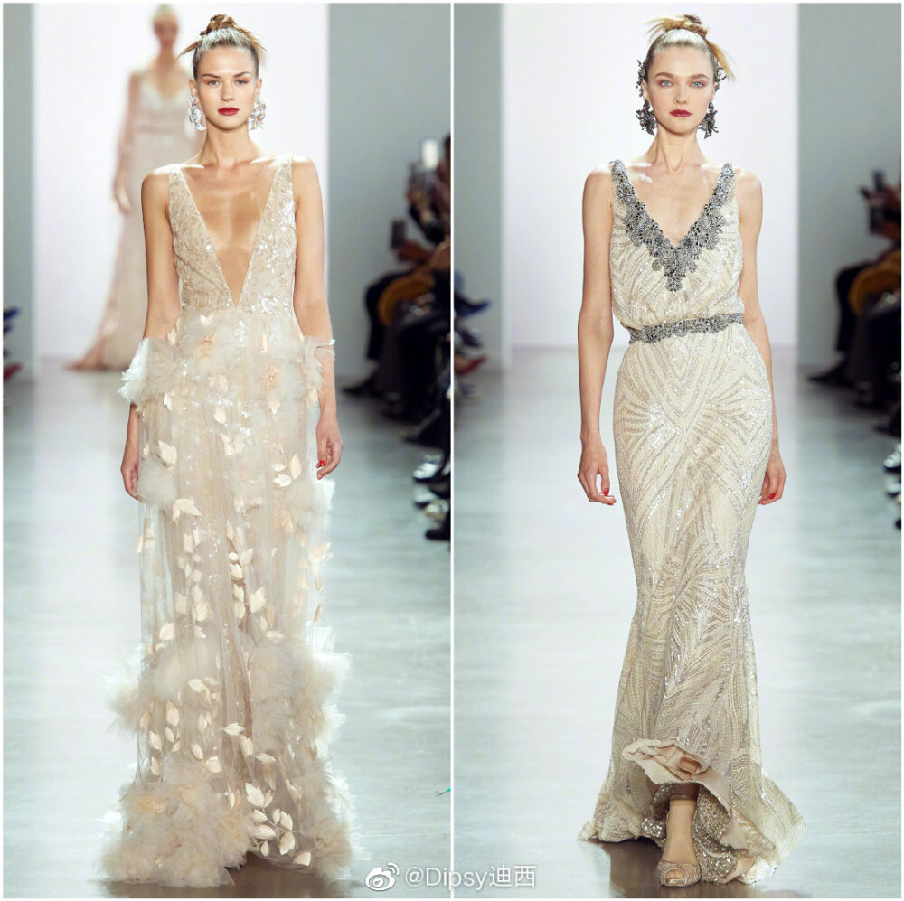 Badgley Mischka F/W 2020｜带有爱德华时期风格，灵感来自英剧Downton Abbey唐顿庄园