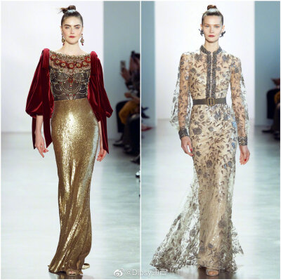 Badgley Mischka F/W 2020｜带有爱德华时期风格，灵感来自英剧Downton Abbey唐顿庄园