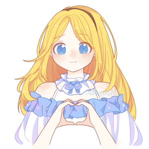 拉克丝/板绘/sai/动漫/LOL/同人/英雄联盟/洛丽塔/光辉女郎/萌系/可爱/长发/发箍/女/比心/萝莉/蓝色系/蓝眼睛/透明感/森系/呆毛/黄头发/半身/头像/女头/q版by SHXoyrt九九