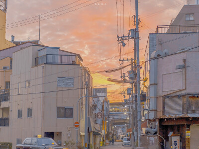 背景 日本街景。