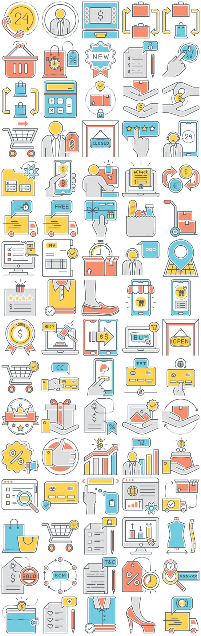 电子商务购物网购市场商店网页网络插画插画图标icon素材模板设计