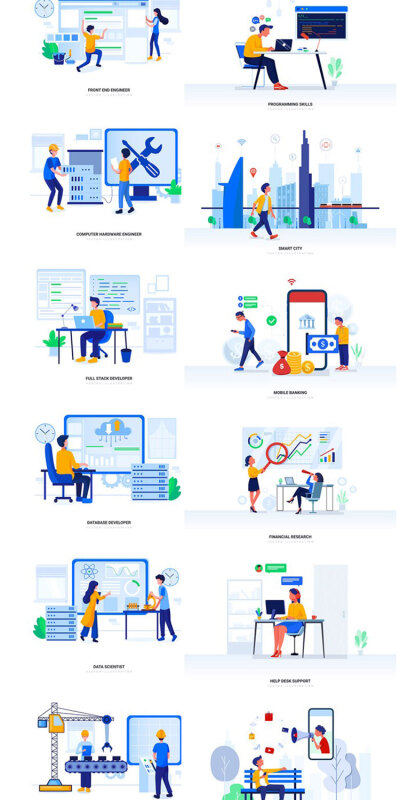 【下载更多请点头像】创意扁平商务科技互联网官网办公人物网页手机UI插画设计素材