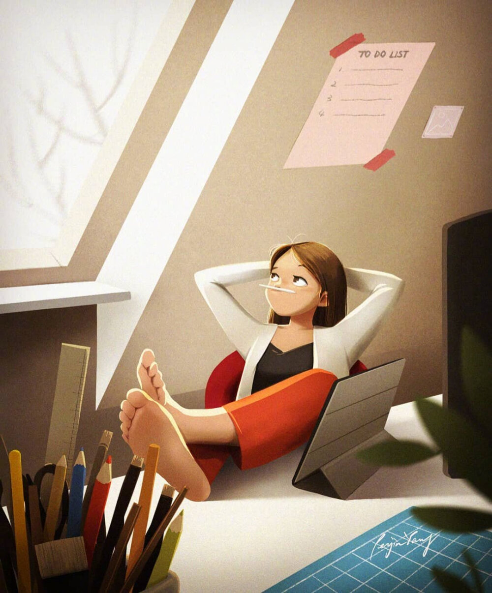 长大需要学会的一件事：学会和自己相处。 ins：peijinsart