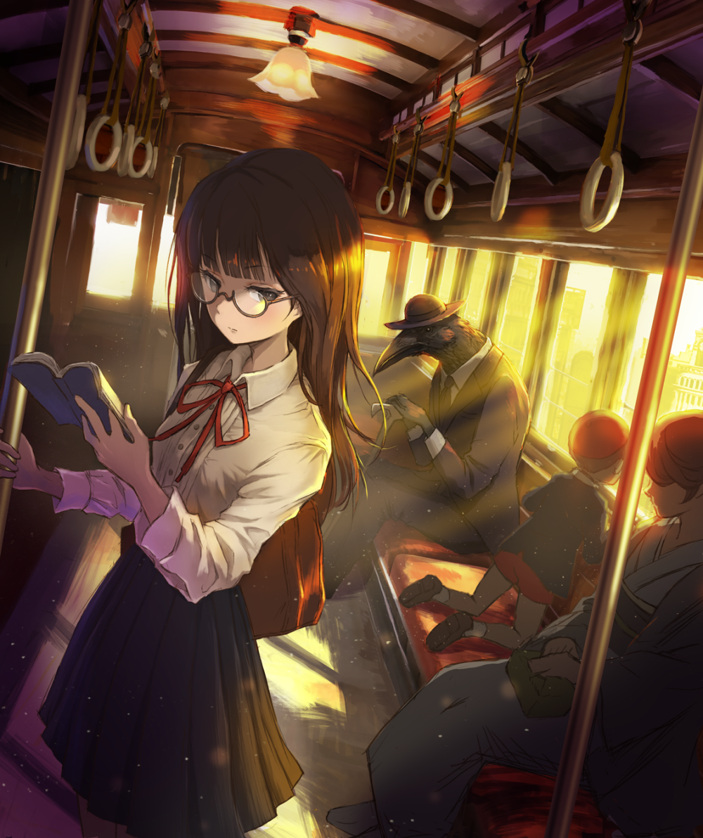 電車通学 绘师：Ume（p id=131232） 本作品id=79441616