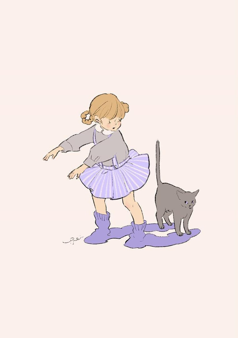 猫与女孩 插画 By_画师hakoniwa