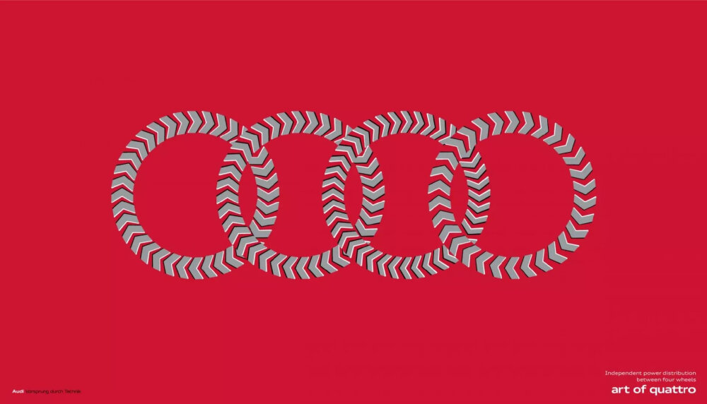 四轮驱动,奥迪quattro的艺术.这是一张看起来会动的海报.