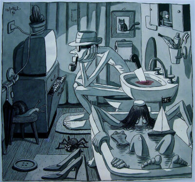 意大利漫画家 Franco Matticchio 反映现代生活的绘画作品 | 50watts.com/Matticchio