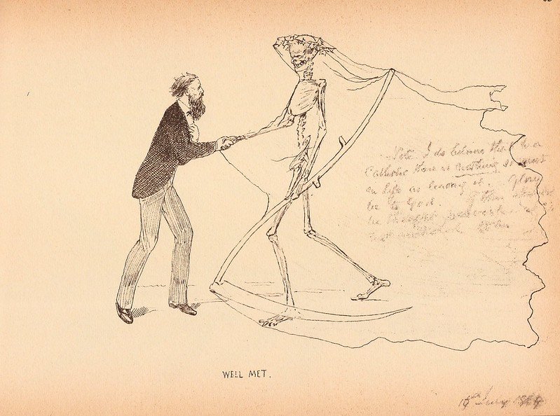 #纸间怪物#Charles Altamont Doyle（1832-1893）,福尔摩斯系列作者的亲生父亲，《囚犯灵魂》描绘了一个充满幻想的场景，精灵、妖精和奇幻动物从蒙特罗斯疯人院的屋顶上倾泻而下，落在阴森森的墙壁上。它以超现实的角度揭示了画家精神世界中的不安和快乐。