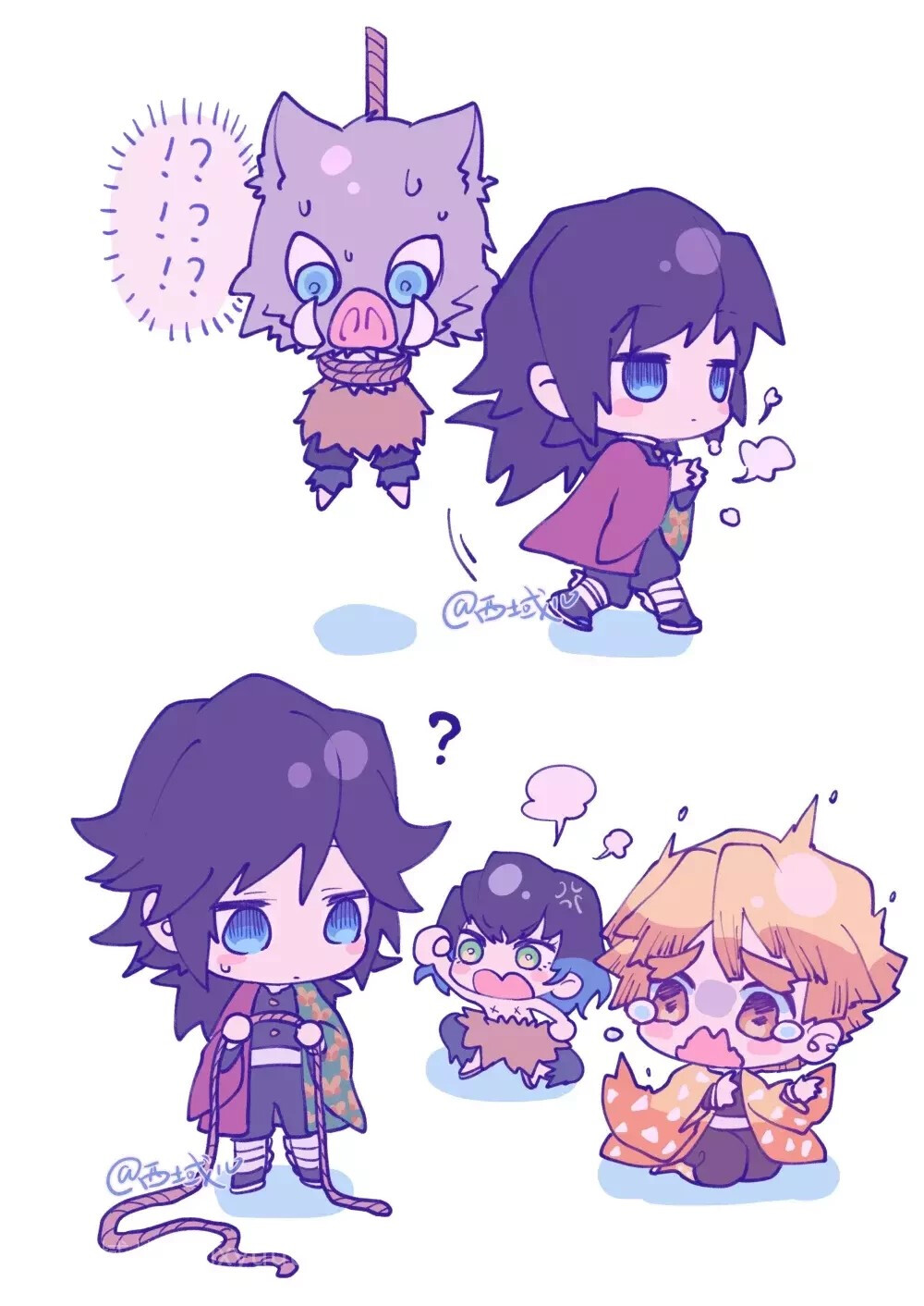 鬼灭之刃 杜门炭治郎 嘴平伊之助 我妻善逸 富冈义勇 炼狱杏寿郎 无惨 继国缘一 继国岩胜 童磨 义炭［图源见水印自乐乎 侵删］［半野一糖］