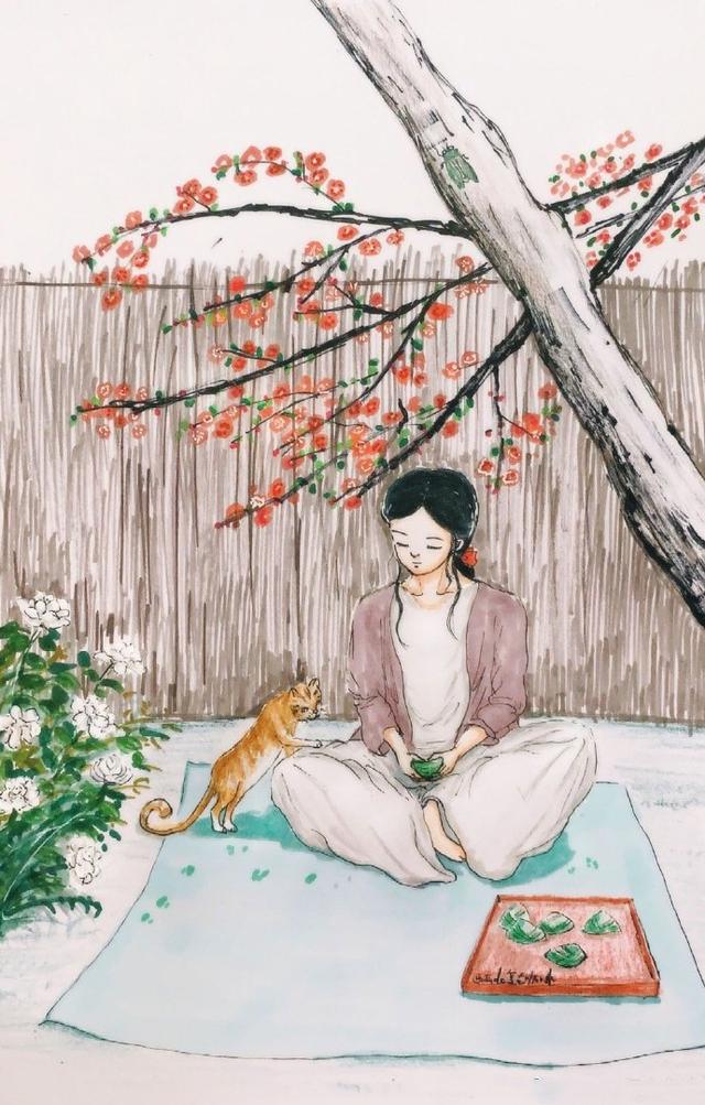 猫与少女 插画 By_画画de复古咖啡