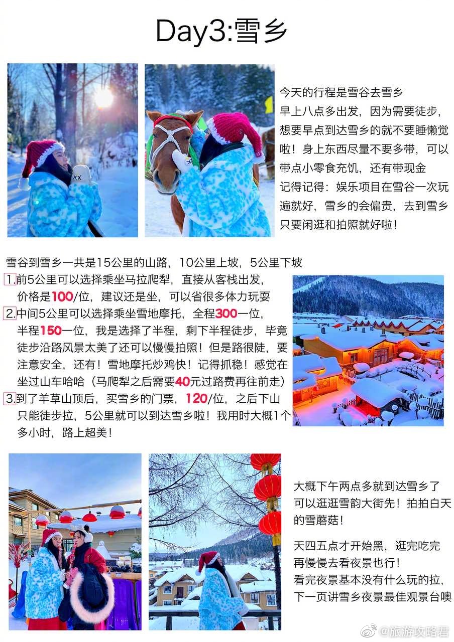 【哈尔滨旅游攻略】Day1:  广州~飞哈尔滨 (机票:1430)Day234:雪乡雪谷  (花费大概1 100)Day4午回哈尔滨住Day5~9:漠河5天游  (花费大概2500)Day10:  哈尔滨游荡一天(回广州机票1541)(零零碎碎吃买东西住宿大概1 000+)#365个旅行故事#投稿：Nicole尼克猫