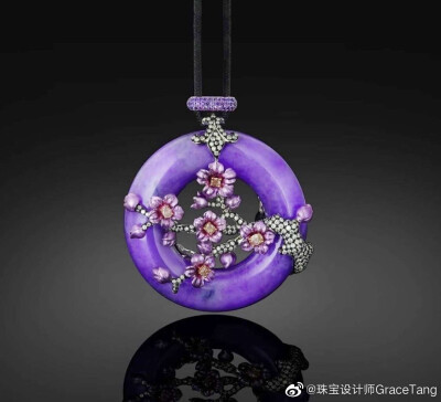 紫罗兰翡翠 钛合金 花朵 珠宝
