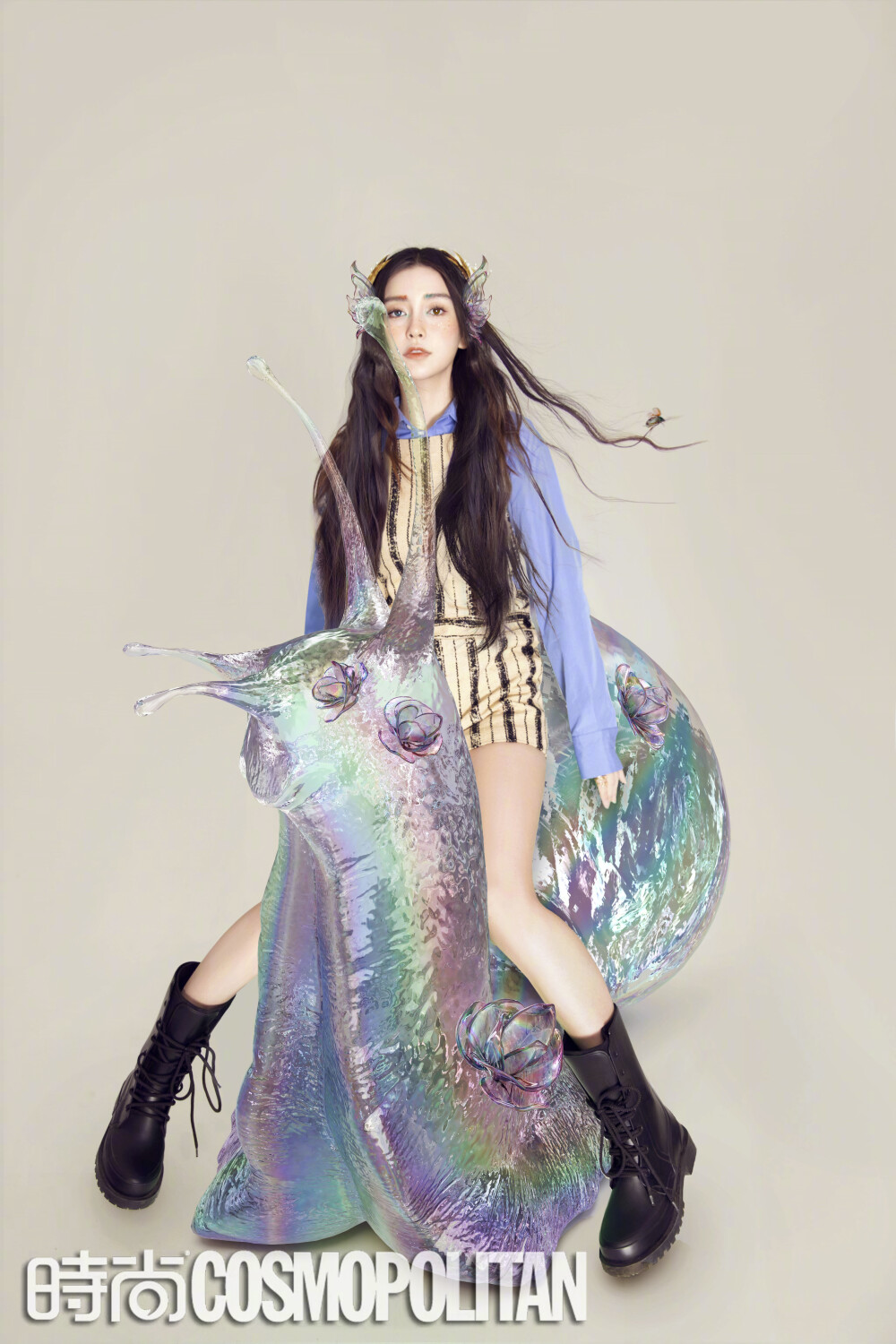 Angelababy × 时尚Cosmo迎接春日的精灵。#Angelababy精灵造型#