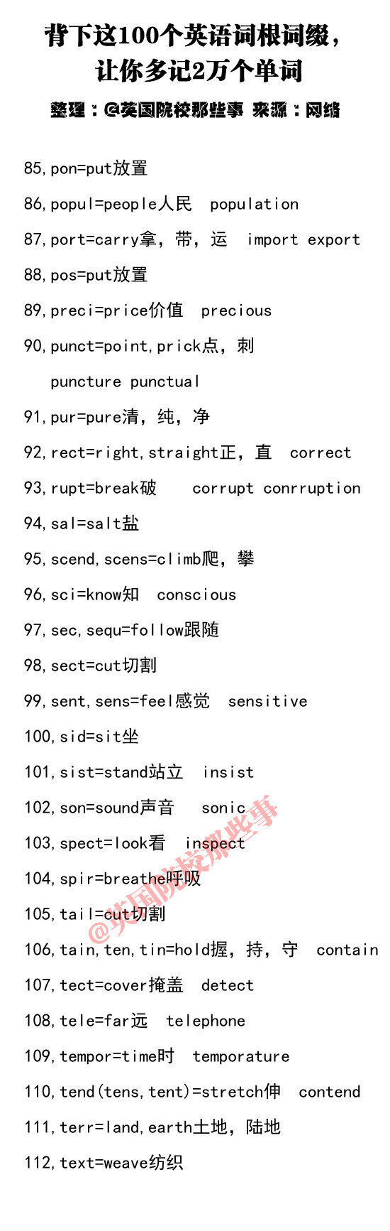 背下这100个英语词根词缀，让你多记2万个单词。