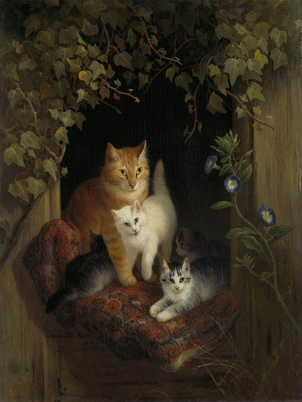 名画手机壁纸cat with kittens
-henriette ronner-1844