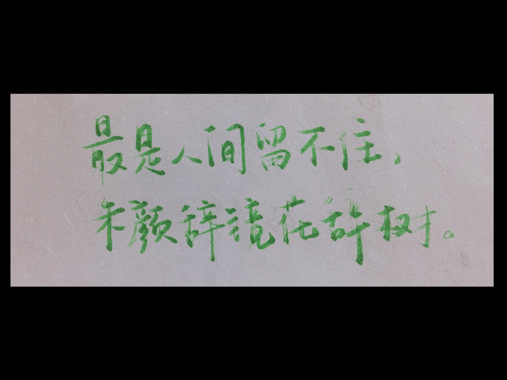 很喜欢这句诗，“最是人间留不住，朱颜辞镜花辞树。”好久没更新啦。祝你新年快乐，希望一切快点好起来。