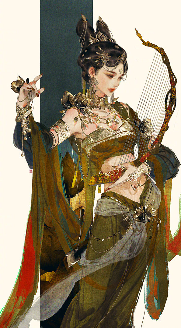 神级古风古典美女插画壁纸
微博：伊吹鸡腿子