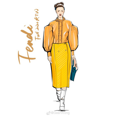 [cp]#GeerWong[超话]##hg时装插画[超话]#
Fendi Fall 2020 RTW@FENDI
Silvia Venturini以薄纱和皮质面料诠释出刚柔并济的女性魅力，延续了Karl Lagerfeld对于品牌独立精神的奇妙匠心。 ​​​[/cp]