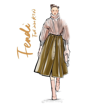 [cp]#GeerWong[超话]##hg时装插画[超话]#
Fendi Fall 2020 RTW@FENDI
Silvia Venturini以薄纱和皮质面料诠释出刚柔并济的女性魅力，延续了Karl Lagerfeld对于品牌独立精神的奇妙匠心。 ​​​[/cp]