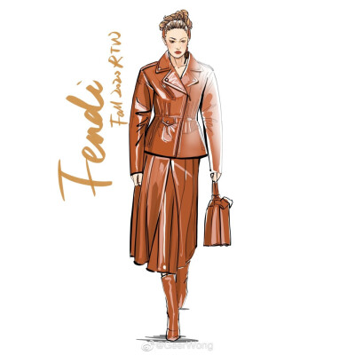 [cp]#GeerWong[超话]##hg时装插画[超话]#
Fendi Fall 2020 RTW@FENDI
Silvia Venturini以薄纱和皮质面料诠释出刚柔并济的女性魅力，延续了Karl Lagerfeld对于品牌独立精神的奇妙匠心。 ​​​[/cp]