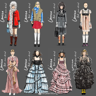 [cp]#GeerWong[超话]##hg时装插画[超话]#
GUCCI Fall 2020 RTW@GUCCI
复古洛丽塔 童年音乐盒
Alessandro Michele带大家重回神秘的维多利亚，探秘奇幻之旅
the fashion illustration by@GeerWong ​[/cp]