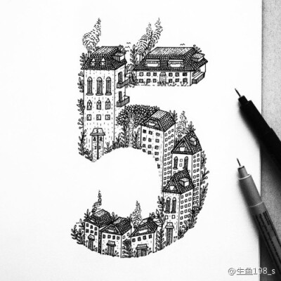 数字针管笔插画