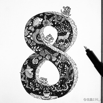 数字针管笔插画