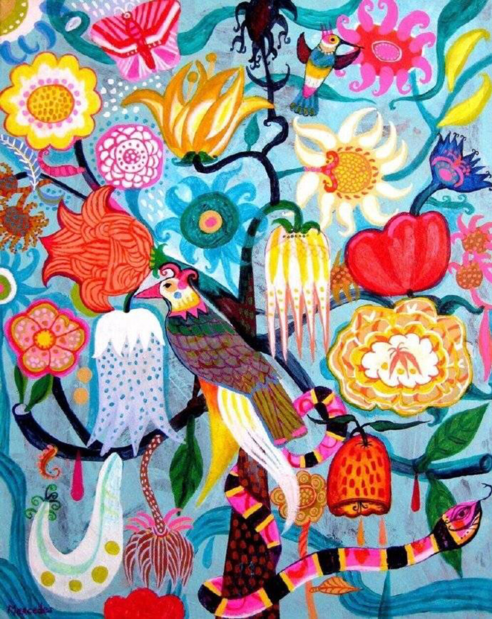 艺术家Mercedes Lagunas色彩明艳的丙烯酸插画 ​​​
