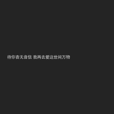 待你杳无音信，我再去爱这世间万物。
