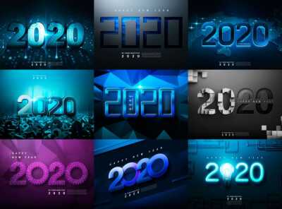 【下载更多请点头像】未来炫酷商务科技数据智能5G通讯2020年字体背景海报设计素材