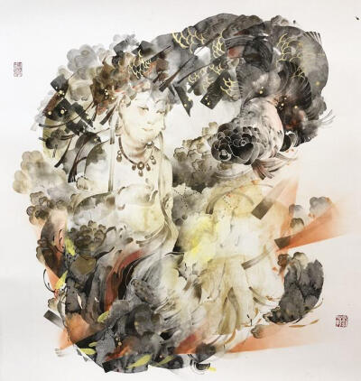 《紫陌红尘相逢》 68X68cm 2018年
刘畅，1985年，北京人。职业画家。现为北京石齐画院特聘画家。