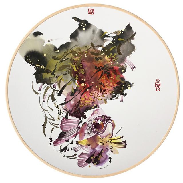 《月露谁教桂叶香》 40X40cm
刘畅，1985年，北京人。职业画家。现为北京石齐画院特聘画家。