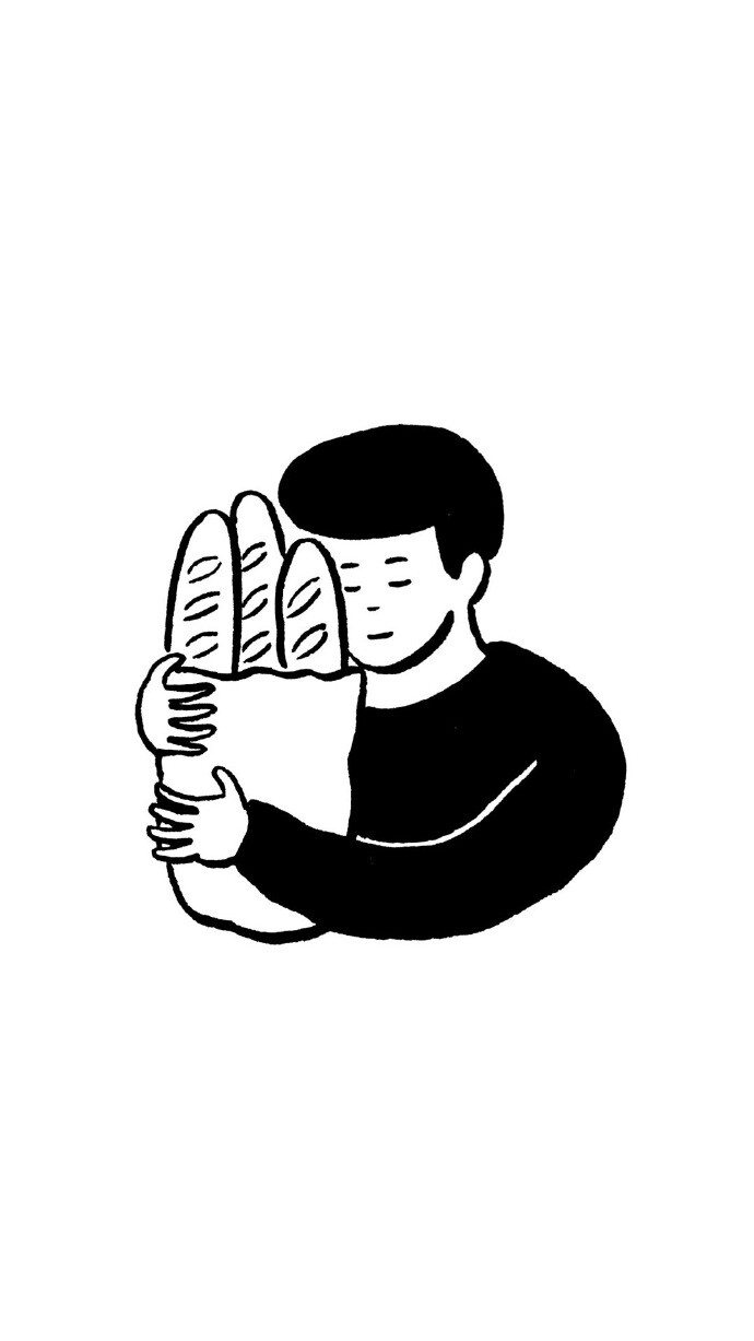 黑白插画手机锁屏壁纸原图