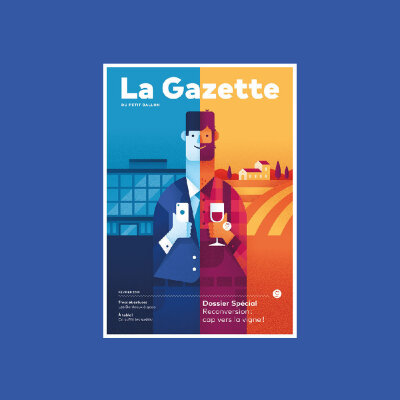 平面设计工作室Makers Company团队为法国葡萄酒订阅杂志 La Gazette 制作的插画封面，矢量简约风格，吸睛十足