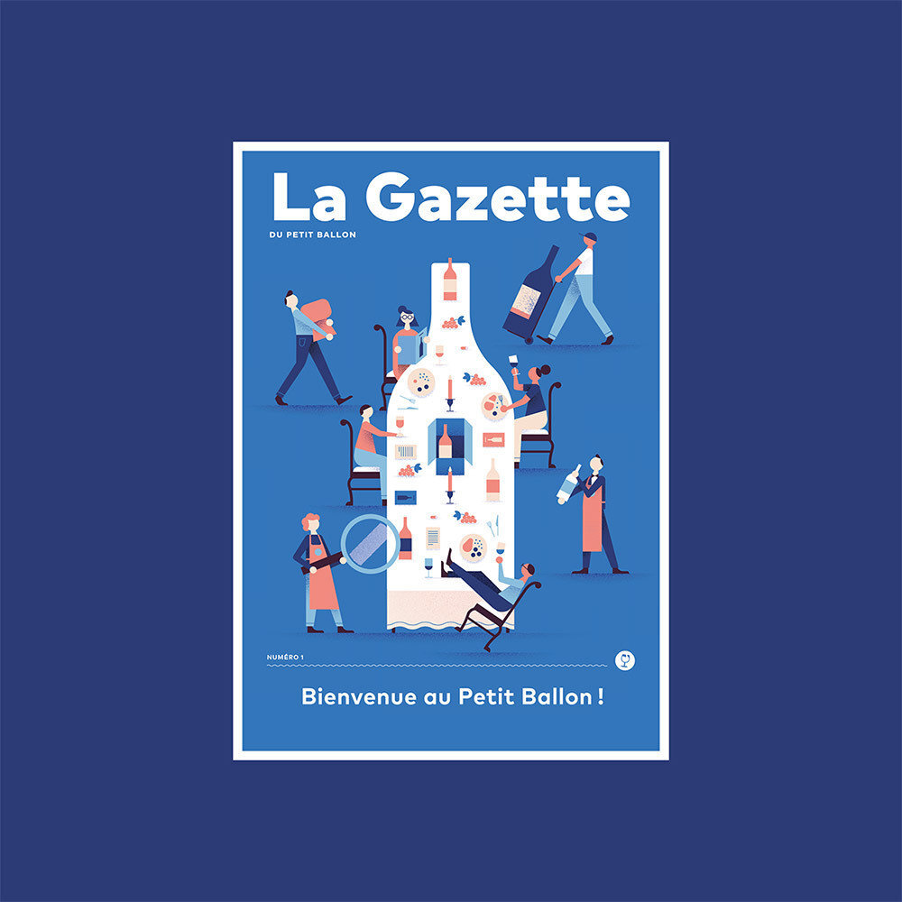 平面设计工作室Makers Company团队为法国葡萄酒订阅杂志 La Gazette 制作的插画封面，矢量简约风格，吸睛十足