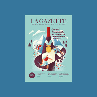 平面设计工作室Makers Company团队为法国葡萄酒订阅杂志 La Gazette 制作的插画封面，矢量简约风格，吸睛十足