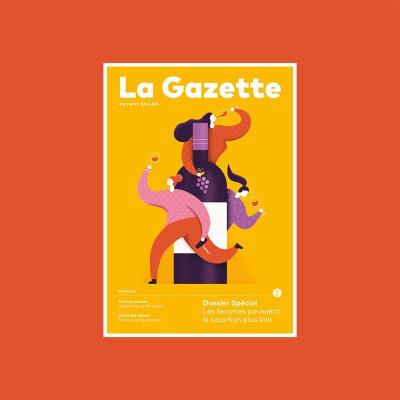 平面设计工作室Makers Company团队为法国葡萄酒订阅杂志 La Gazette 制作的插画封面，矢量简约风格，吸睛十足