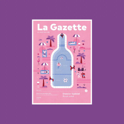 平面设计工作室Makers Company团队为法国葡萄酒订阅杂志 La Gazette 制作的插画封面，矢量简约风格，吸睛十足