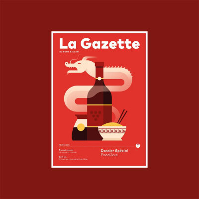 平面设计工作室Makers Company团队为法国葡萄酒订阅杂志 La Gazette 制作的插画封面，矢量简约风格，吸睛十足